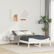 vidaXL Sängram med sängbord Vit 120 x 190 cm Massiv furu