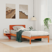 vidaXL Sängram med sängbord Vaxbrun 80 x 200 cm Massiv furu