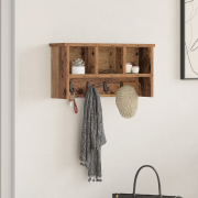 vidaXL Väggmonterad Klädhängare med hylla Gammalt trä 50 x 16 x 26 cm