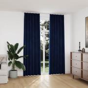 vidaXL Mörkläggningsgardiner 2 st med krokar sammet mörkblå 140x245 cm