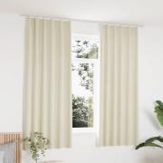 vidaXL Mörkläggningsgardiner 2 st m. krokar sammet gräddvit 140x175 cm