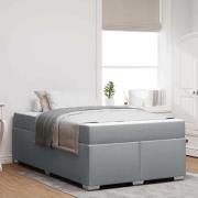 vidaXL Sängram med madrass Ljusgrå 120 x 190 cm tyg