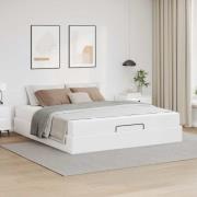 vidaXL Sängram med madrass Övrigt Ren vit 160 x 200 cm Konstläder