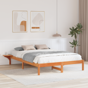 vidaXL Sängram med sängbord Brun 160 x 200 cm Vaxbrun