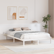 vidaXL Sängram med sängbord Vit 140 x 200 cm Vit