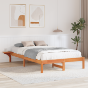 vidaXL Sängram med sängbord Brun 140 x 190 cm Vaxbrun