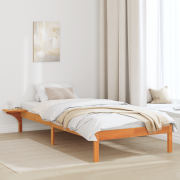 vidaXL Sängram med sängbord Brun 80 x 200 cm Vaxbrun