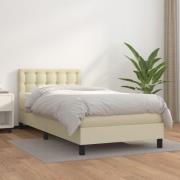 vidaXL Ramsäng med madrass gräddvit 90x200cm konstläder