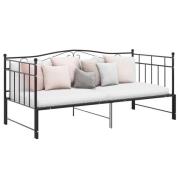 vidaXL Utdragbar sängram bäddsoffa svart metall 90x200 cm