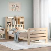 vidaXL Säng med bokhylla utan madrass 90x190cm massiv furu