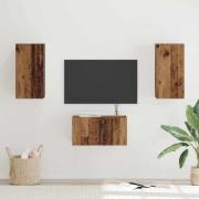 vidaXL TV-bänkset 3 pcs Gammalt trä 60 x 30 x 30 cm Konstruerat trä