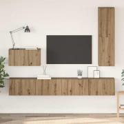 vidaXL Vägg TV Skåp Väggmonterad 4 pcs Artisan Ek Konstruerat trä