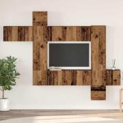 vidaXL TV-bänkset 10 pcs Gammalt trä 30.5 x 30 x 90 cm Konstruerat trä