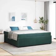 vidaXL Sängram med madrass Övrigt Mörkgrön 200 x 200 cm Sammet