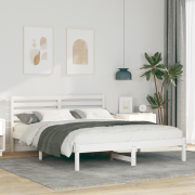 vidaXL Sängram med huvudgavel Vit 150 x 200 cm Massiv furu