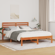 vidaXL Sängram med huvudgavel Vaxbrun 120 x 190 cm Massiv furu