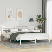 vidaXL Sängram med huvudgavel Vit 160 x 210 cm Massiv furu