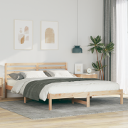 vidaXL Sängram med huvudgavel Justerbar Brun 160 x 220 cm Massiv furu
