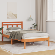 vidaXL Sängram Brun 90 x 190 cm Massiv furu