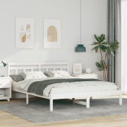 vidaXL Sängram med huvudgavel Vit 140 x 200 cm Massiv furu