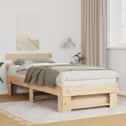 vidaXL Sängram med huvudgavel Brun 90 x 200 cm Massiv furu
