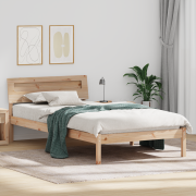 vidaXL Sängram med LED -remsljus med huvudgavel Brun 90 x 190 cm Massi...