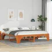 vidaXL Sängram med lagring Brun 200 x 200 cm Massiv furu