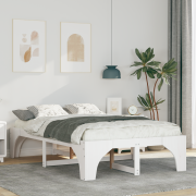 vidaXL Sängram med lagring Vit 135 x 190 cm Massiv furu