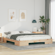 vidaXL Sängram med lagring Brun 200 x 200 cm Massiv furu