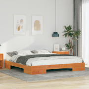 vidaXL Sängram med lagring Brun 180 x 200 cm Massiv furu