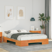 vidaXL Sängram med lagring Brun 140 x 190 cm Massiv furu