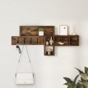 vidaXL Väggmonterad Klädhängare Rökfärgad ek 100 x 12 x 43.5 cm