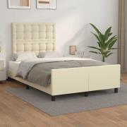 vidaXL Sängram utan madrass gräddvit 120x190 cm konstläder