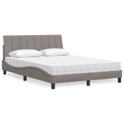 vidaXL Säng med madrass taupe 140x190 cm tyg