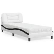 vidaXL Säng med madrass vit och svart 80x200 cm konstläder