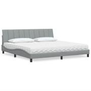 vidaXL Bed with Mattress "Hanko" Light Grey 200x200 cm Fabric
