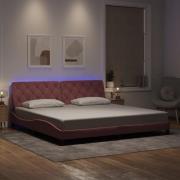 vidaXL Bed Frame with LED without Mattress Pink 200x200 cm Velvet