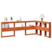 vidaXL Bokhylla sänggavel L-formad vaxbrun 120 cm massiv furu