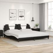 vidaXL Sängram med huvudgavel svart och vit 200x200 cm konstläder