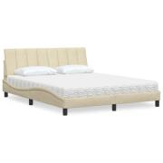 vidaXL Bed with Mattress "Hanko" Cream 160x200 cm Fabric