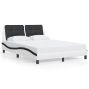 vidaXL Bed Frame with LED without Mattress "Zadar" White and Black 140...