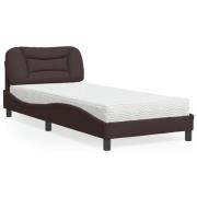 vidaXL Bed with Mattress "Hvar" Dark Brown 90x190 cm Fabric