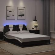 vidaXL Bed Frame "Viana" with LED without Mattress Black and White 140...