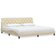 vidaXL Bed with Mattress Cream 200x200 cm Fabric