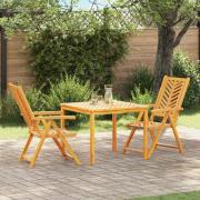 vidaXL Trädgårdsmöbelset 3 pcs Brun 90 x 90 x 74 cm massivt akacia
