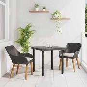 vidaXL Trädgårdsmöbelset med kudde 3 pcs Svart konstrotting