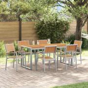 vidaXL Trädgårdsmöbelset 7 pcs Grå och brun 180 x 90 x 75 cm