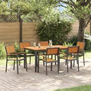 vidaXL Trädgårdsmöbelset 7 pcs Svart och brun 150 x 90 x 75 cm