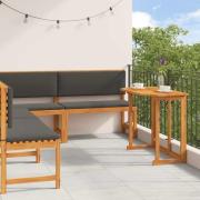 vidaXL Bänkset för trädgården 4 pcs Brun Massivt Akaciaträ