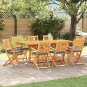 vidaXL Fällstol med kudde 8 pcs Grå 49 x 57.5 x 92cm Massivt akaciaträ